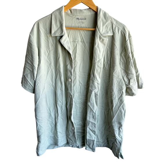 Madewell Button Down Shirt Mens Size L Green Textured Easy Short Sleeve - Picture 3 of 8